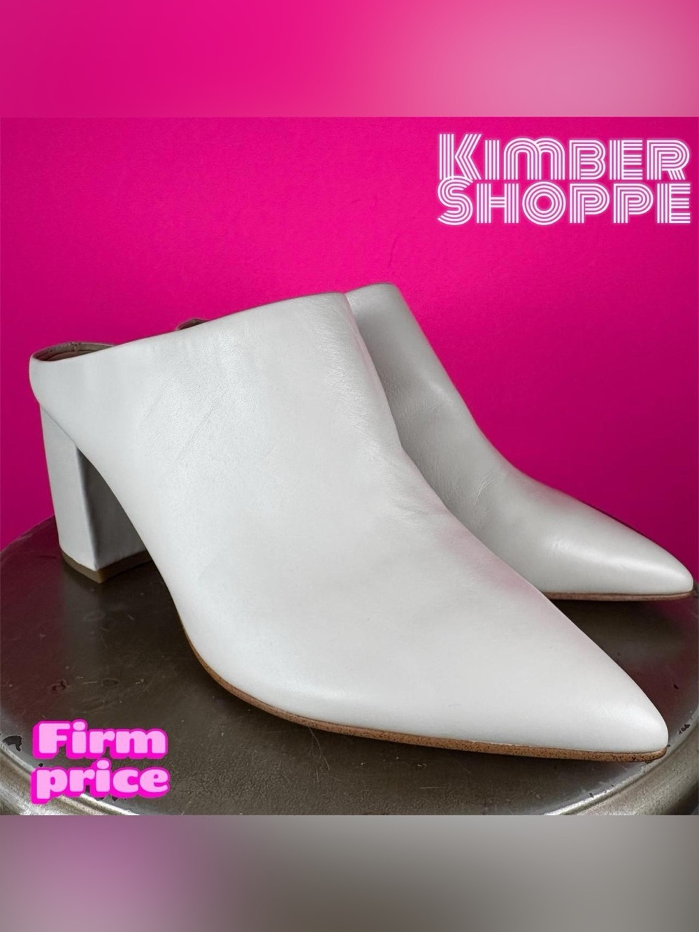 Marc Fisher Ragni Pointed Toe Block Heel Leather Mule US 9 UK 7.5 EU 40